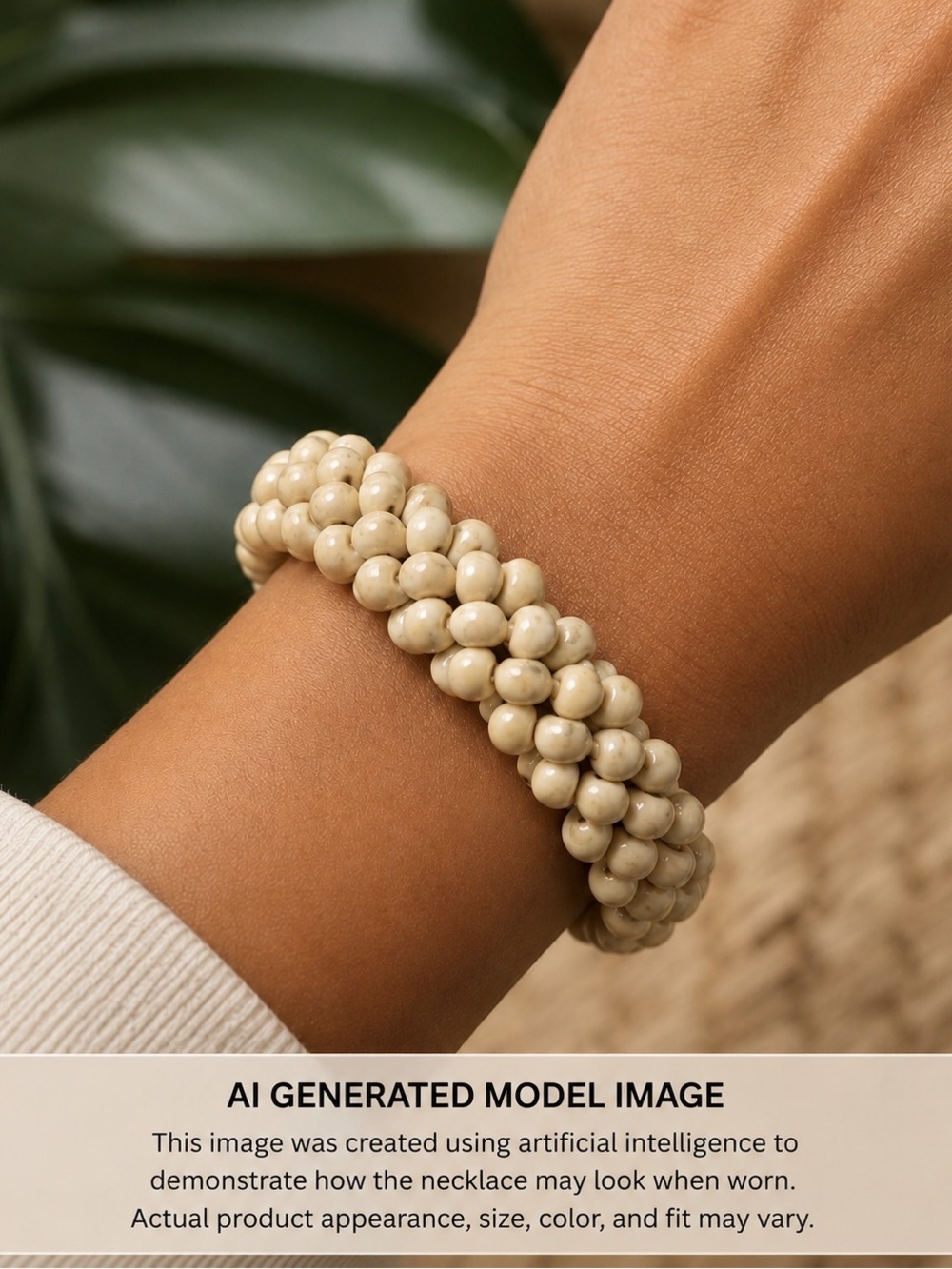 KuKui Nut Cream Braided Stretch Bracelet